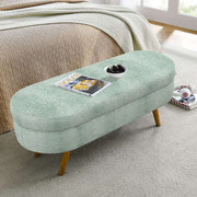 Oval Storage Ottoman Bench with Rubberwood Legs