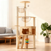 Cat Tree Tower 59" with Dual Acrylic Capsules & Scratching Posts
