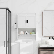 Wall Mounted Bathroom Cabinet with Towel Bar & Toilet Paper Holder