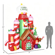 10FT Inflatable Candy Castle Christmas Decoration with LED Lights