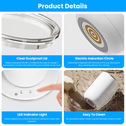 Auto Stirring Coffee Mug with Lid Temperature Control Self-Heating Automatic Magnetic Mixing Mug with 3 Heat Settings Auto-Off Function For Coffee Tea