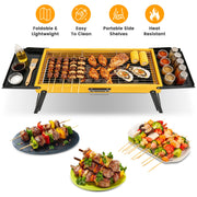 Portable Folding Charcoal Grill with Side Shelves