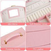 2-Layer Jewelry Box for Women's Girls Lockable Leather Jewelry Organizer Jewelry Travel Case for Rings Earrings Necklaces Bracelets