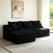 96" L-Shaped Sectional Sofa with Chaise in Plush Corduroy