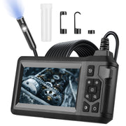 1080P Dual Lens Endoscope Camera with 8 LED Light 8mm Borescope Inspection Camera 4.3Ó Colorful Screen IP67 Waterproof 16.4FT Semi-Rigid Cord Handheld