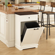 10 Gallon Tilt-Out Trash Cabinet with Drawer - Antique White