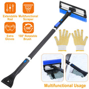 Extendable Ice Scraper with Snow Brush and Foam Grip