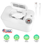 Baby Wipe Warmer With 3 Temperature Settings Type-C Powered Baby Wet Wipes Dispenser With Night Light Large Capacity Diaper Wipe Warmer For Baby