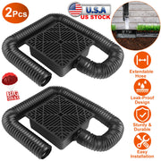 2Pcs Gutter Downspout Extension Low Profile No Deep Digging Catch Basin Downspout Extender with 4.9FT Flexible Extendable Hose For House Foundation Pr
