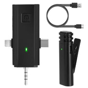 1Pc 3 in 1 Wireless Clip On Microphone Omnidirectional Mic Noise Reduction Plug and Play 65.6FT Transmission Type-C IOS PC Video Record Interview Vlog
