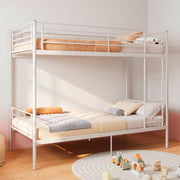 Twin Over Twin Metal Bunk Bed with Ladder and Guardrails