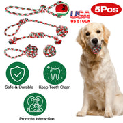 5Pcs Christmas Dog Rope Chew Toys Dog Interactive Toys Set for Puppy Small Medium Aggressive Chewers Dogs Training Teething Playing