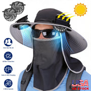Solar Fan Hat with UPF50+ Sun Protection and Neck Flap