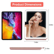 Folding Travel Makeup Mirror With 10X Magnifying Mirror 3 Color LED Lights Dimmable Brightness Rechargeable Battery Tabletop Portable Cosmetic Mirror