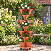 7-Tier Stackable Vertical Planter with Wheels and Drainage