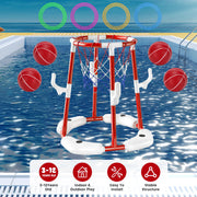 Summer Pool Basketball Hoop Toy Set With 4 Basketballs 4 Circles Pump Floating Swimming Pool Basketball Games Poolside Water Play Toy For 3-12Years Ol