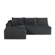 96" L-Shaped Sectional Sofa with Chaise in Plush Corduroy