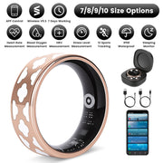 Smart Ring Health Tracker Fitness/Sleep/Stress/HRV Tracker with Charging Case Magnetic Charging Cable for Women's & Men Compatible with iOS & Android 7-
