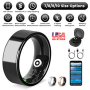 Smart Ring Health Tracker Fitness/Sleep/Stress/HRV Tracker with Charging Case Magnetic Charging Cable for Women's & Men Compatible with iOS & Android 7-