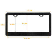 License Plate Frame Rustproof Waterproof Carbon Fiber Black License Plate Frame 2 Holes w/ Bolts Washer Caps for USA/Canada Standard