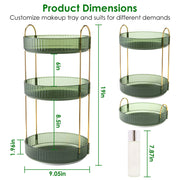 3 Tier Rotating Makeup Organizer 360¡ Spinning Perfume Cosmetic Storage Tray 55LBS Load Countertop Shelves for Lotion Lipstick