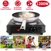 1200W Electric Infrared Single Burner Portable Heating Hot Plate Stove Countertop RV Hotplate with 7.5Ó Glass Cooktop Stepless Temperature Adjustments