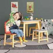 Kids Table and Chair Set, 5-Piece with Animal Designs