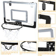 Mini Basketball Hoop System Set Over the Door with Backboard Breakaway Rim Basketball Pump Tools Easy Installation Indoor Kids Adults