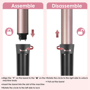 5 in 1 Curling Wand Hair Curling Iron Brush Hair Thermal Brush Curler with 4 Heating Levels 360¡ Rotatable Cable 5 Interchangeable Barrels 2 Clips Lea