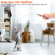 Interactive Cat Feather Wand Toy with Suction Cup Base