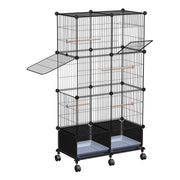 46-Inch Bird Cage with Wooden Perches and Lockable Wheels
