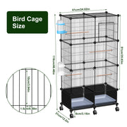 46-Inch Bird Cage with Wooden Perches and Lockable Wheels