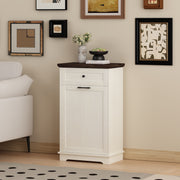 10 Gallon Tilt-Out Trash Cabinet with Drawer - Antique White