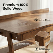 Solid Wood Desk with Drawers for Home Office