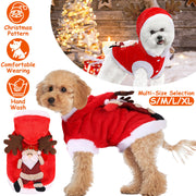 Pet Christmas Clothes Santa Claus Reindeer Antlers Costume Winter Outfit New Year Coat For Small Medium Dogs Cats Available in S/M/L/XL