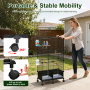 46-Inch Bird Cage with Wooden Perches and Lockable Wheels