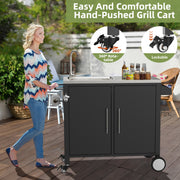 Outdoor Grill Cart with Sink, Storage & Fold-Down Side Table