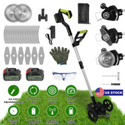 21V Electric Weed Edger Cordless String Trimmer Grass Mower Eater Bush Cutter with 16800RPM 2x 3000mAh Batteries 3.6-4.6FT Length 90¡ Rotatable Angle