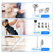 Pet Grooming Vacuum Kit with 7 Tools & 10000PA Suction