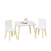 3-Piece Kids Wooden Table and Chair Set, Rabbit Ear Themed Toddler Activity Play Table with 2 Chairs, Solid Wood & MDF C