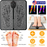 EMS Foot Massage Pad Electric Stimulator Massager Unit Leg Reshaping Muscle Pain Relax Foldable Massage Mat w/ 6 Modes 10 Intensity Levels
