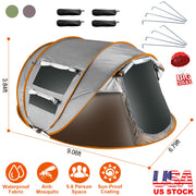 5-8 Person Pop Up Tent Automatic Setup Camping Tent Waterproof InstantÊSetup Tent with 4 Mosquito Net Windows Carrying Bag for Hiking Climbing Adventu