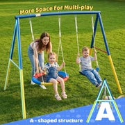 Outdoor Swing Set with Saucer & Belt Swings - 330lbs Capacity