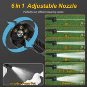 Cordless Pressure Washer With 6 In 1 Nozzle Portable Electric Power Washer High Pressure Water Sprayer 1000PSI Car Washer Cleaner with 12000mAh 21V Re