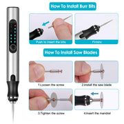 Electric Engraving Pen with 33Pcs Burr Bits 5Pcs Stencils 3 Gears Speed Rechargeable Cordless Professional Engraver Etching Machine For Jewelry Glass