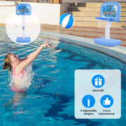 2 In 1 Poolside Basketball Game Set Pool Basketball Goal Indoor Outdoor Kids Basketball Court Water Basketball Toy with 2 Balls Gift for Boys Girls Ag