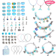 66Pcs Charm Bracelet Making Kit Kids\' Jewelry Necklace Making Kits Colorful DIY Charm Beads Pendant SetÊJewelry Decor Supplies with Gift Box for 5-12
