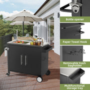 Outdoor Grill Cart with Sink, Storage & Fold-Down Side Table