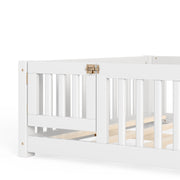 Montessori Floor Bed with Safety Guardrails and Lockable Door