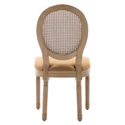 French Oval Rattan Back Dining Chairs Set of 2 - Solid Wood